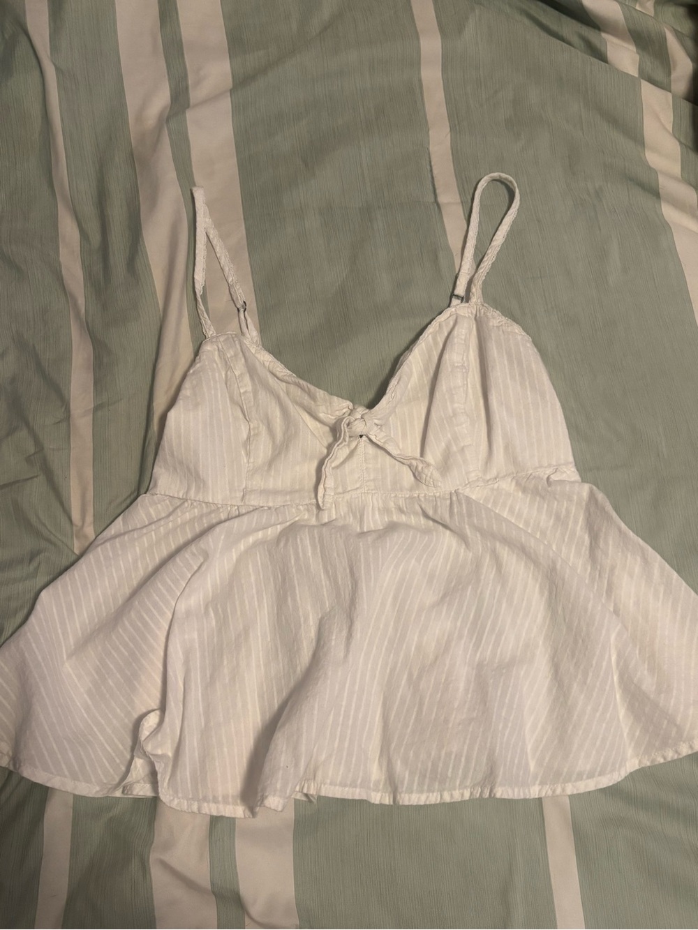 Abercrombie & Fitch White Smocked Waist Tank